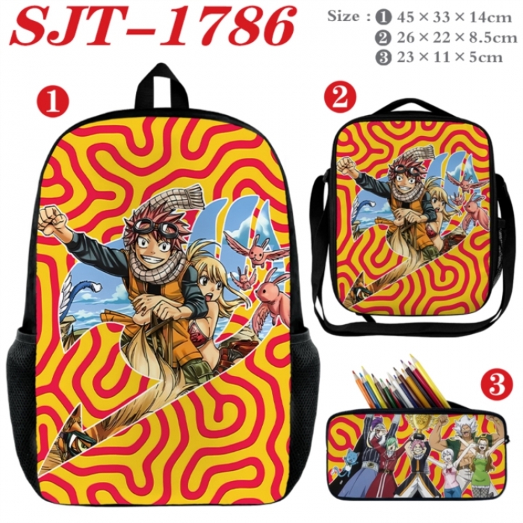 Fairy tail Anime nylon canvas backpack pencil case crossbody bag three piece set 45x33x14cm