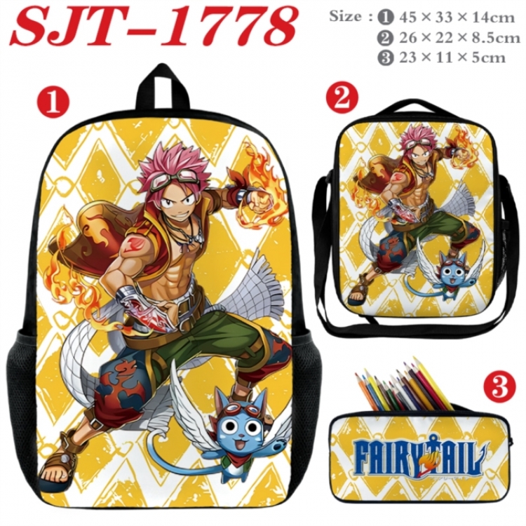 Fairy tail Anime nylon canvas backpack pencil case crossbody bag three piece set 45x33x14cm
