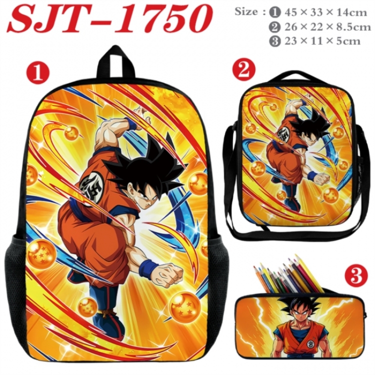 DRAGON BALL Anime nylon canvas backpack pencil case crossbody bag three piece set 45x33x14cm