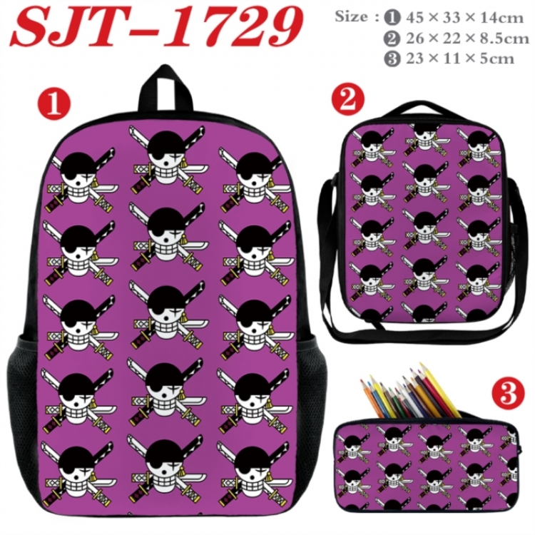 One Piece Anime nylon canvas backpack pencil case crossbody bag three piece set 45x33x14cm
