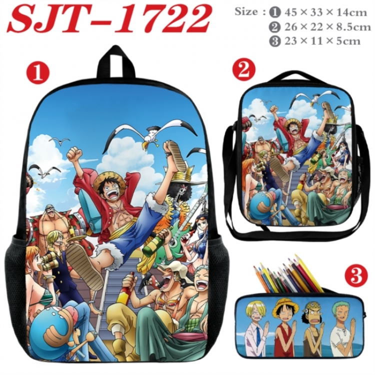 One Piece Anime nylon canvas backpack pencil case crossbody bag three piece set 45x33x14cm