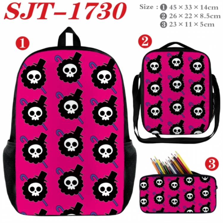 One Piece Anime nylon canvas backpack pencil case crossbody bag three piece set 45x33x14cm