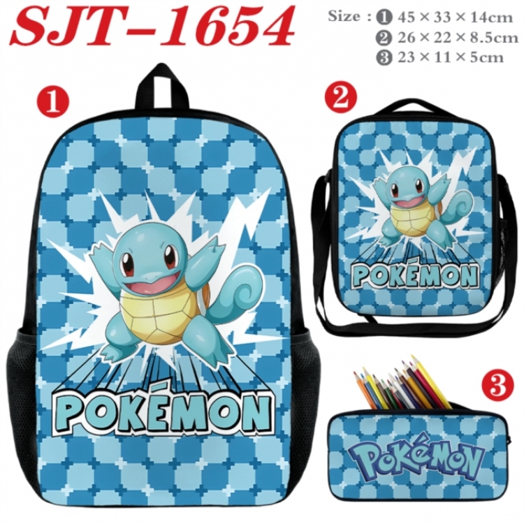 Pokemon Anime nylon canvas backpack pencil case crossbody bag three piece set 45x33x14cm