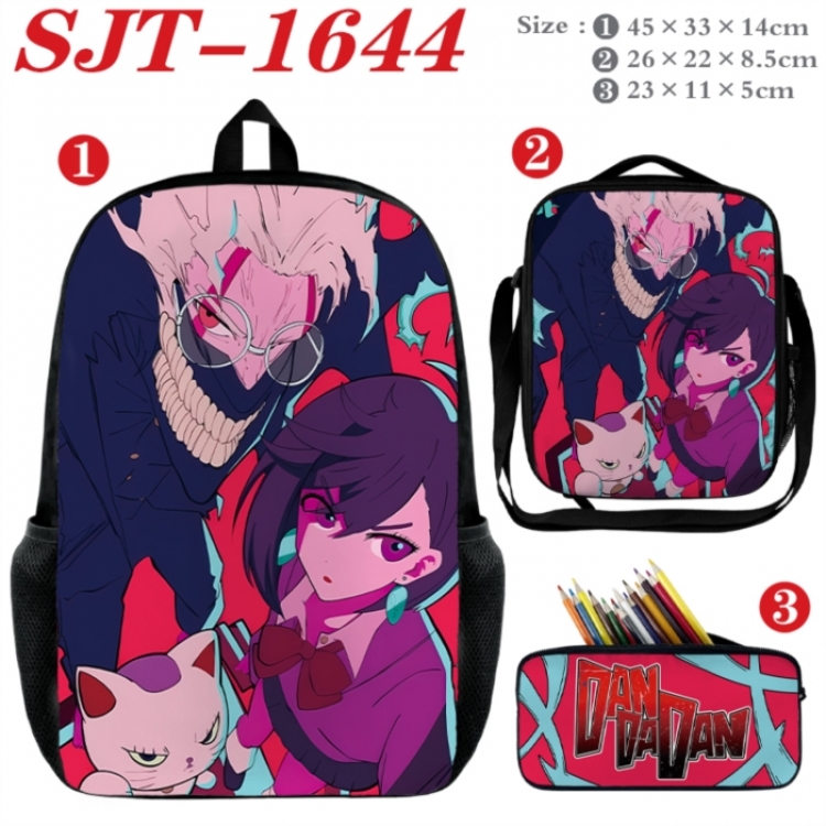 Dandadan Anime nylon canvas backpack pencil case crossbody bag three piece set 45x33x14cm