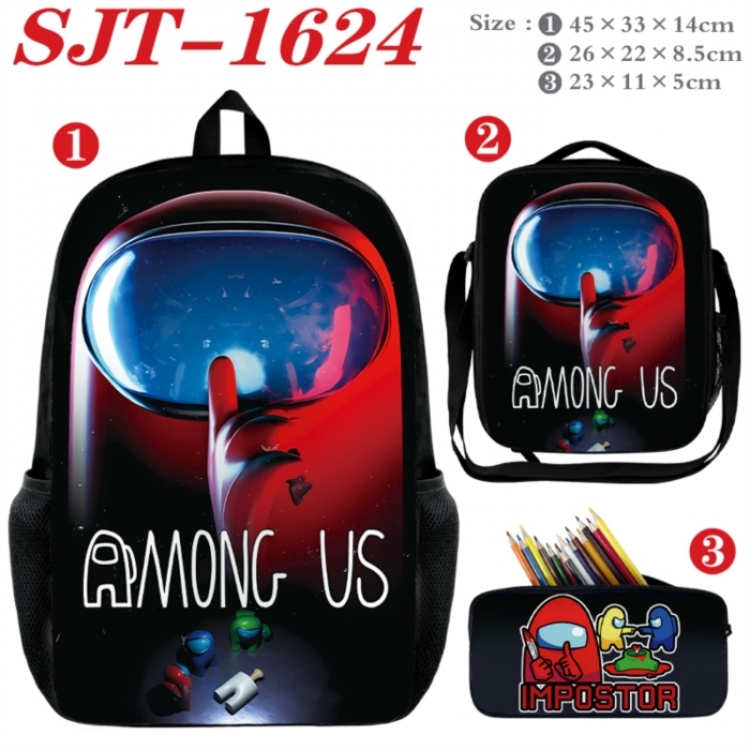 Among us Anime nylon canvas backpack pencil case crossbody bag three piece set 45x33x14cm
