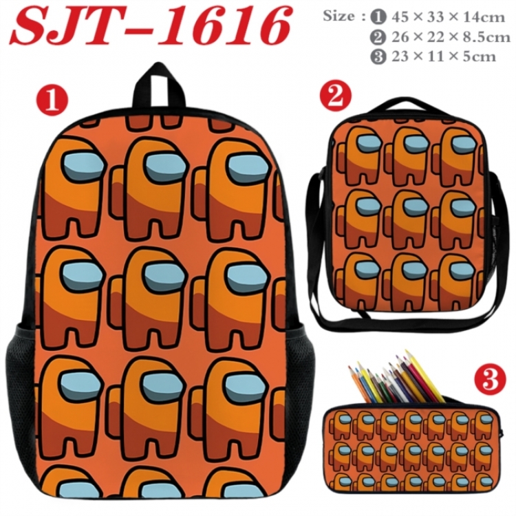 Among us Anime nylon canvas backpack pencil case crossbody bag three piece set 45x33x14cm