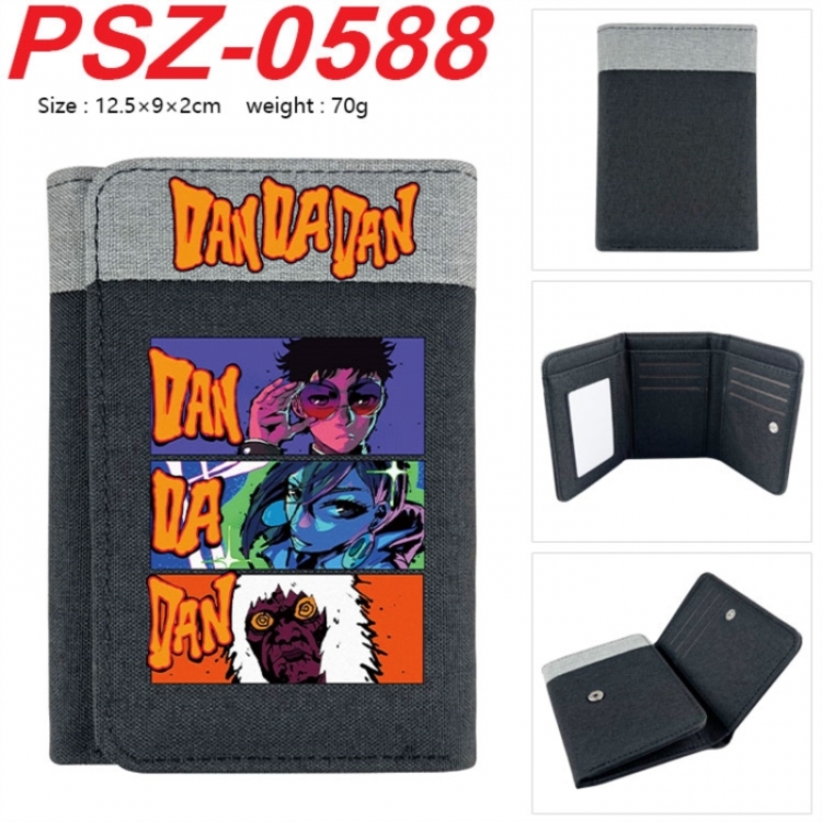Dandadan Anime color blocked three fold concealed wallet 12.5X9X2CM 70G