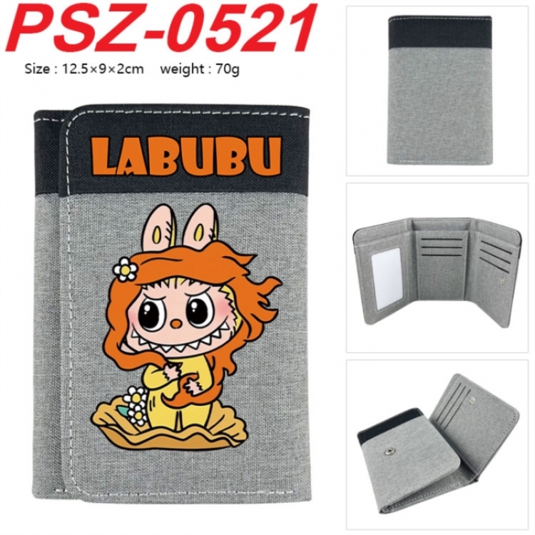 LABUBU Anime color blocked three fold concealed wallet 12.5X9X2CM 70G