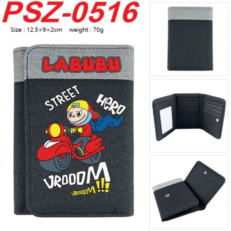 LABUBU Anime color blocked three fold concealed wallet 12.5X9X2CM 70G