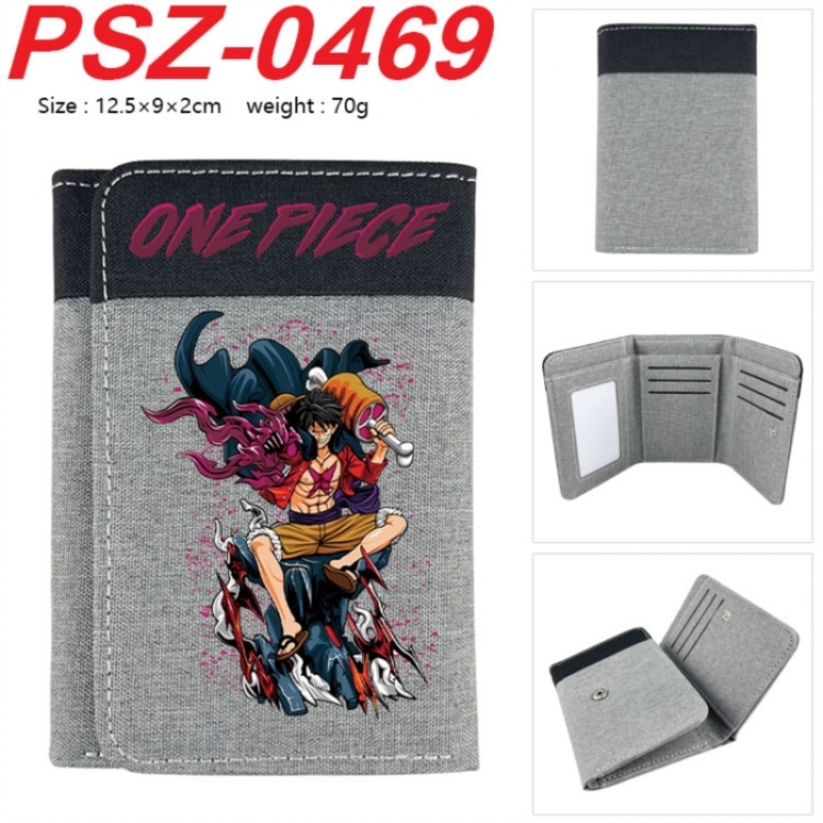 One Piece Anime color blocked three fold concealed wallet 12.5X9X2CM 70G
