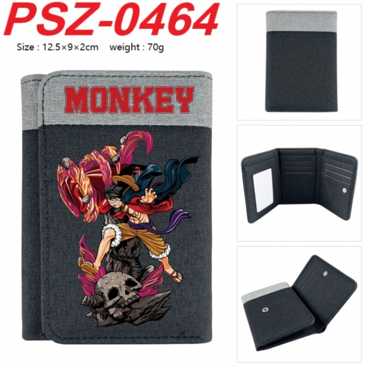 One Piece Anime color blocked three fold concealed wallet 12.5X9X2CM 70G