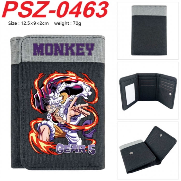 One Piece Anime color blocked three fold concealed wallet 12.5X9X2CM 70G