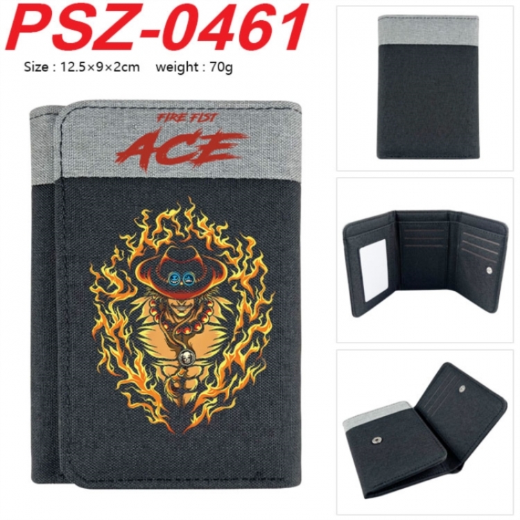 One Piece Anime color blocked three fold concealed wallet 12.5X9X2CM 70G