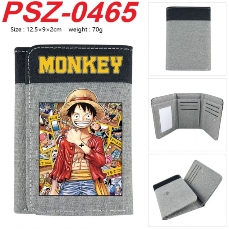 One Piece Anime color blocked three fold concealed wallet 12.5X9X2CM 70G