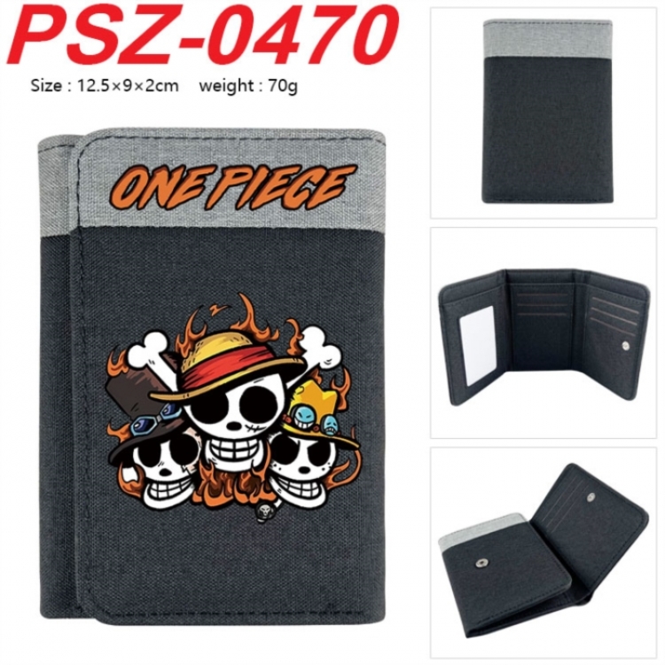 One Piece Anime color blocked three fold concealed wallet 12.5X9X2CM 70G