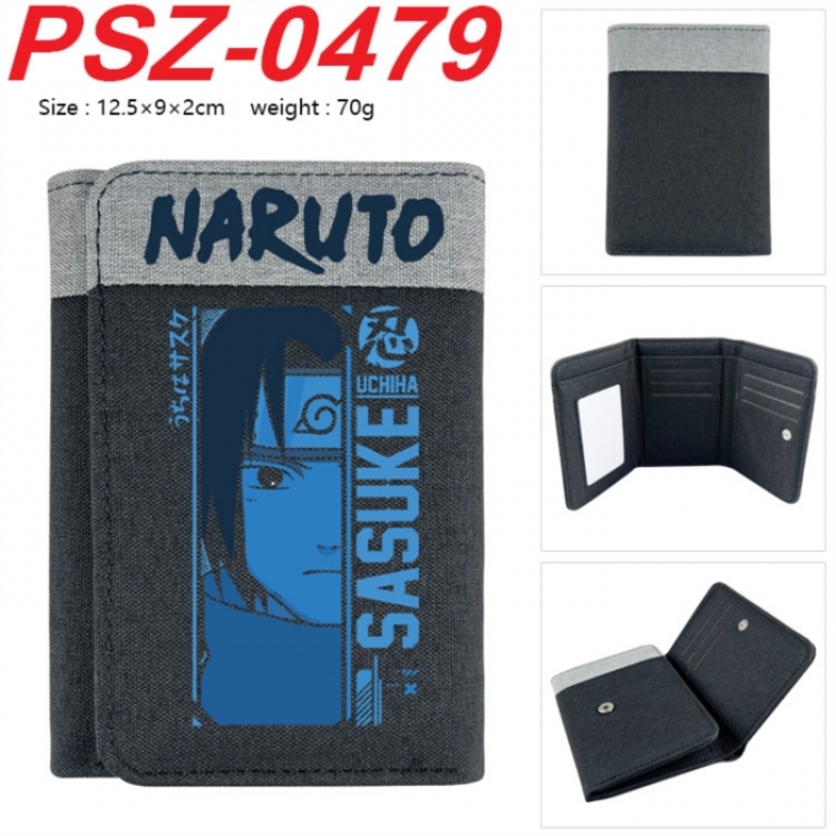 Naruto Anime color blocked three fold concealed wallet 12.5X9X2CM 70G