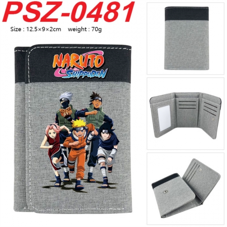 Naruto Anime color blocked three fold concealed wallet 12.5X9X2CM 70G