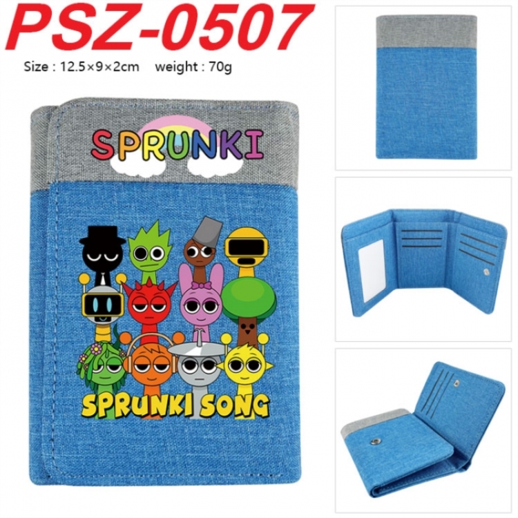 Sprunki Anime color blocked three fold concealed wallet 12.5X9X2CM 70G