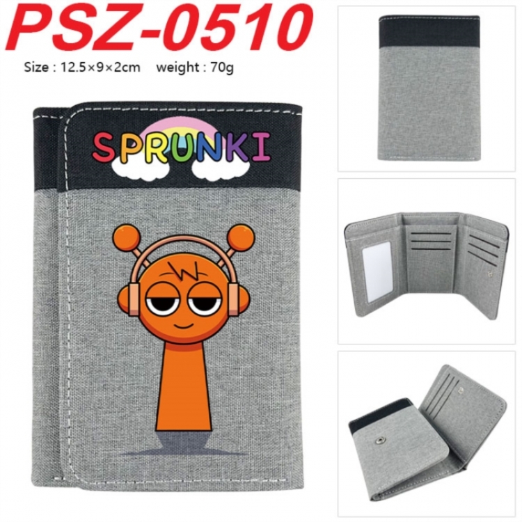 Sprunki Anime color blocked three fold concealed wallet 12.5X9X2CM 70G