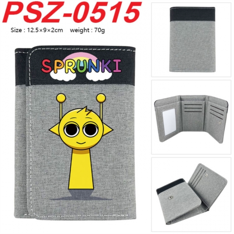 Sprunki Anime color blocked three fold concealed wallet 12.5X9X2CM 70G