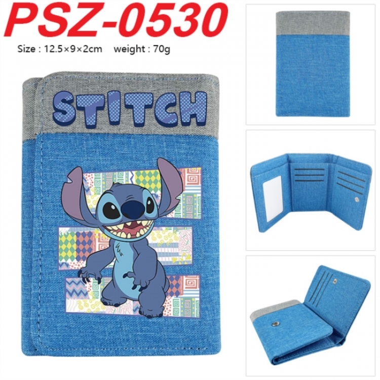 Lilo & Stitch Anime color blocked three fold concealed wallet 12.5X9X2CM 70G