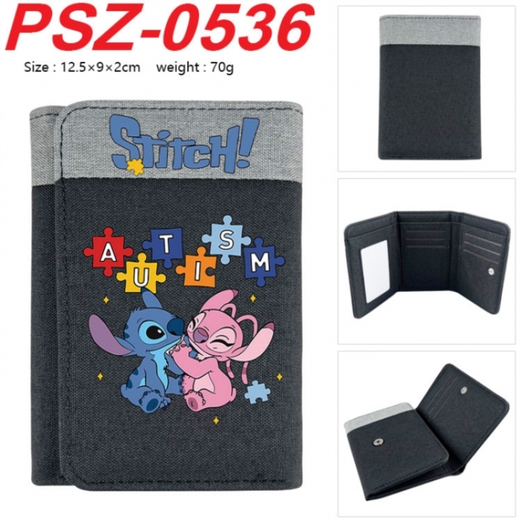 Lilo & Stitch Anime color blocked three fold concealed wallet 12.5X9X2CM 70G