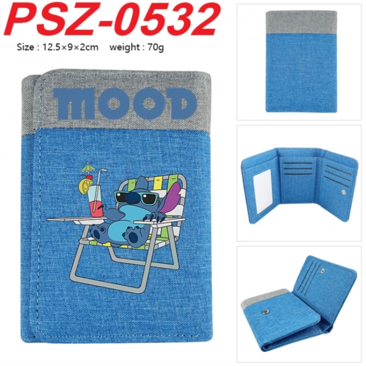 Lilo & Stitch Anime color blocked three fold concealed wallet 12.5X9X2CM 70G