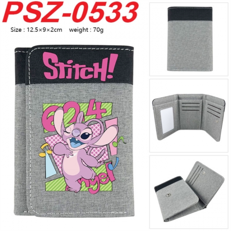 Lilo & Stitch Anime color blocked three fold concealed wallet 12.5X9X2CM 70G