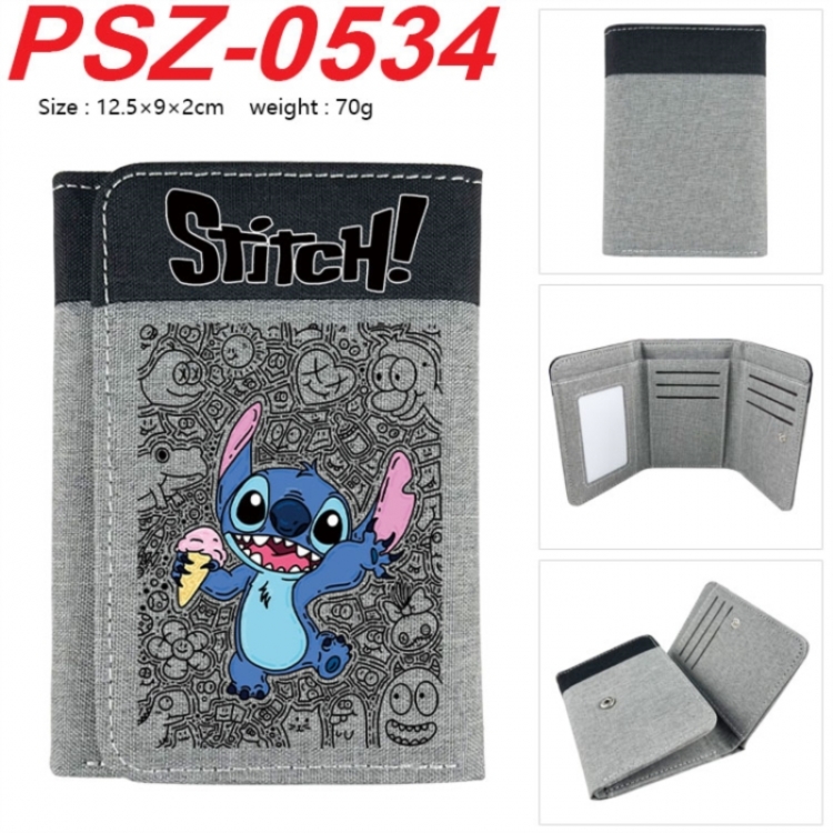 Lilo & Stitch Anime color blocked three fold concealed wallet 12.5X9X2CM 70G
