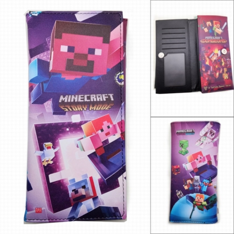 Minecraft Anime Long Tri-Fold Wallet Wallet with Colorful Snaps PK-114