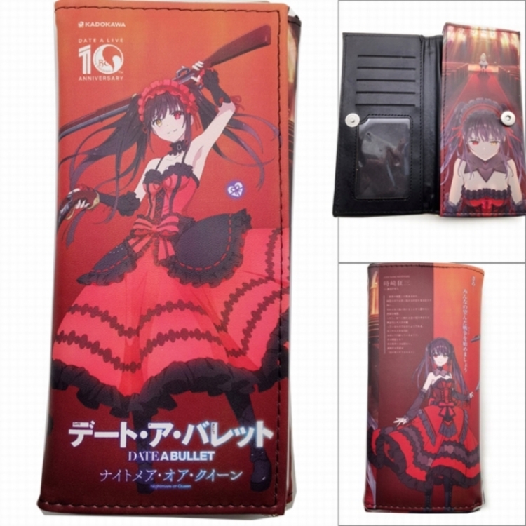 Date-A-Live Anime Long Tri-Fold Wallet Wallet with Colorful Snaps