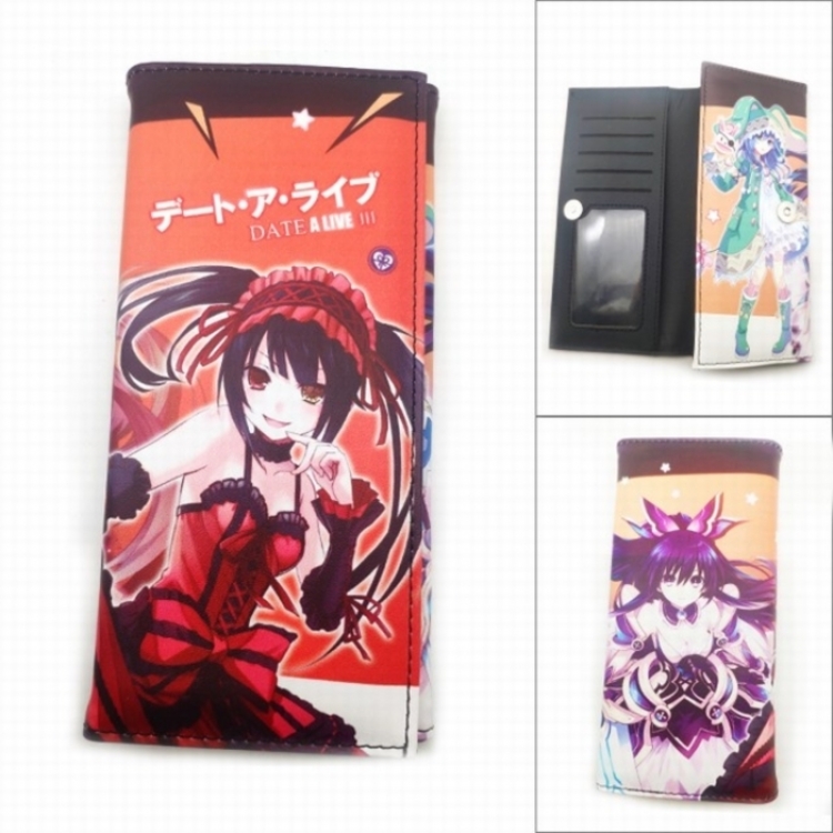 Date-A-Live Anime Long Tri-Fold Wallet Wallet with Colorful Snaps