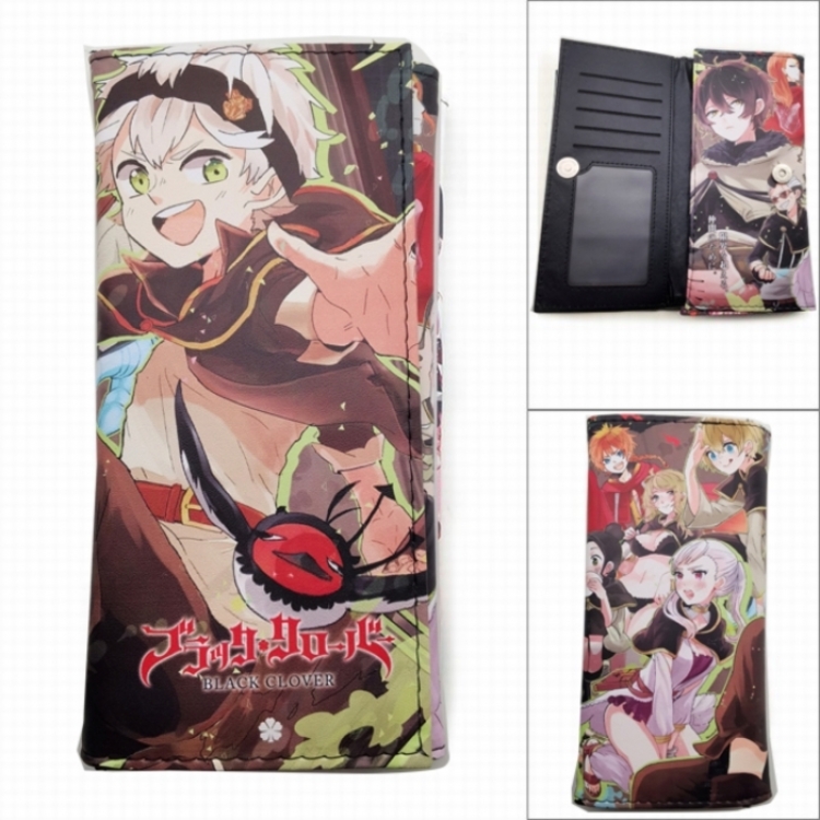 Black Clover Anime Long Tri-Fold Wallet Wallet with Colorful Snaps
