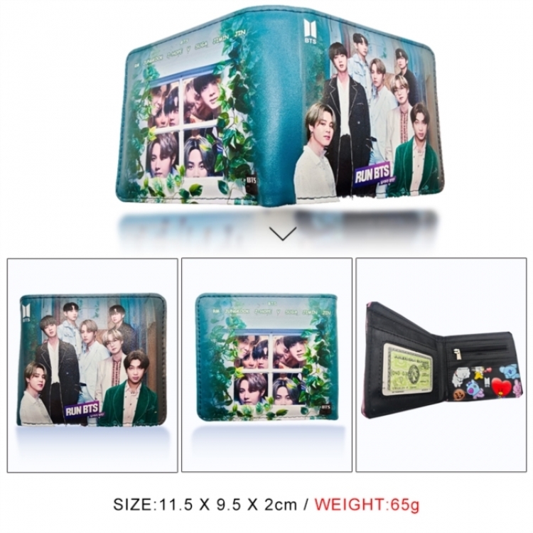 BTS 3D concave convex two fold short card wallet wallet wallet 11X9.5X2cm 65G