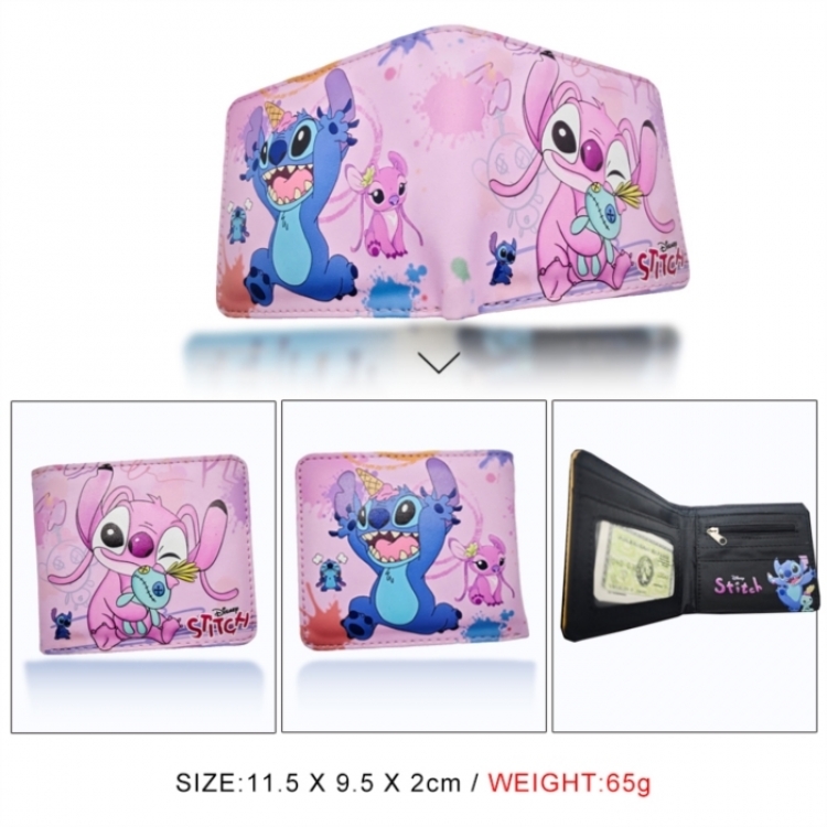  Lilo & Stitch 3D concave convex two fold short card wallet wallet wallet 11X9.5X2cm 65G