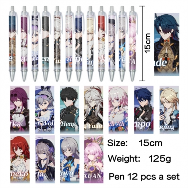 Honkai: Star Rail Anime peripheral student color picture ballpoint pen neutral pen 15cm a set of 12