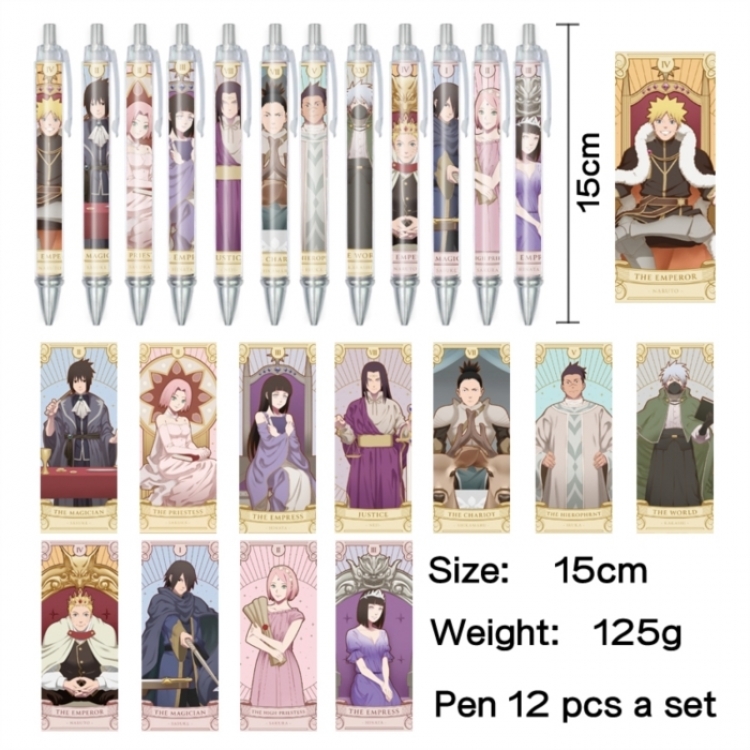 Naruto Anime peripheral student color picture ballpoint pen neutral pen 15cm a set of 12