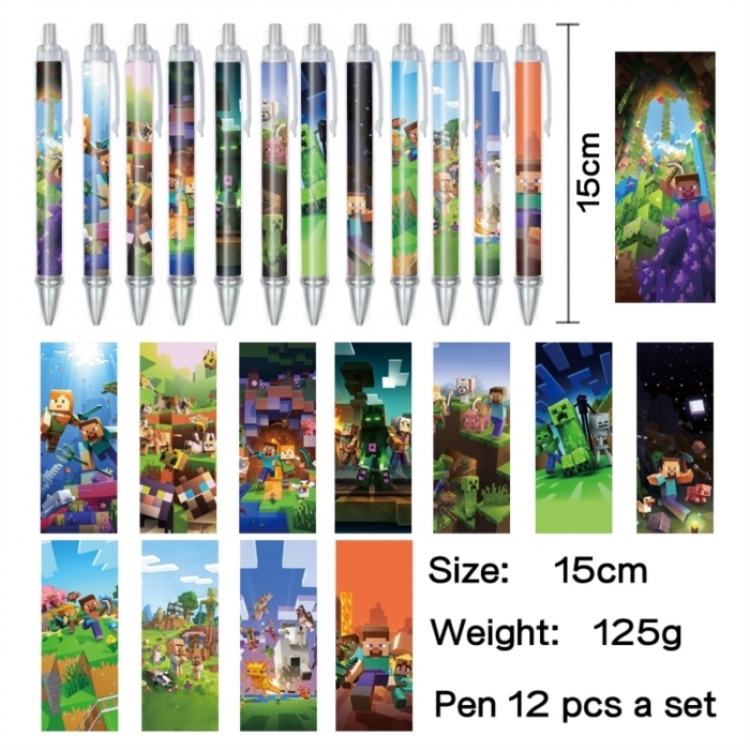 Minecraft Anime peripheral student color picture ballpoint pen neutral pen 15cm a set of 12