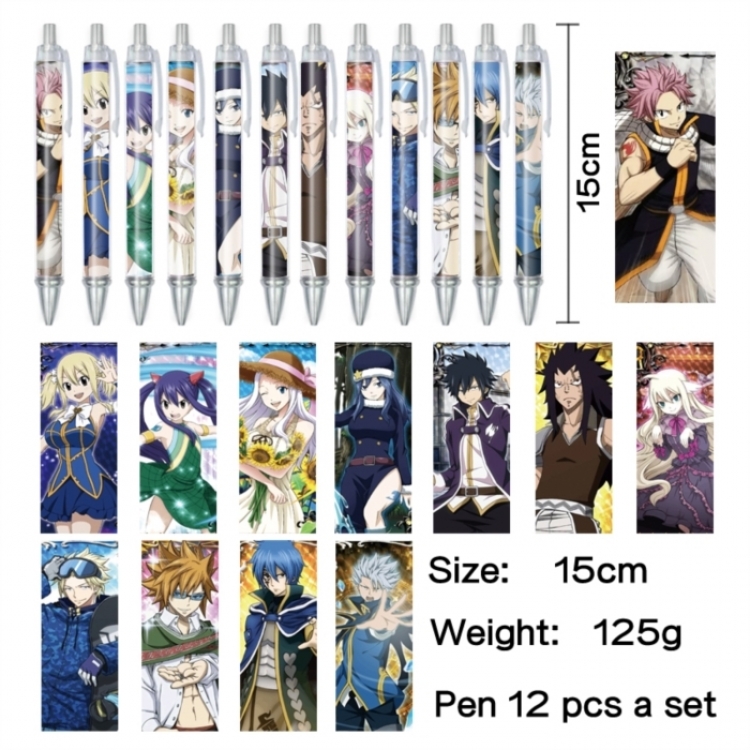 Fairy tail Anime peripheral student color picture ballpoint pen neutral pen 15cm a set of 12