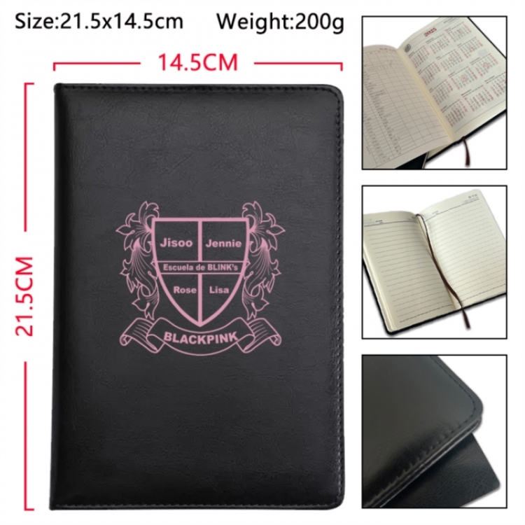 BLACK PINK Anime Printed PU Car Thread Notebook Hard Cover 21.5x14.5cm