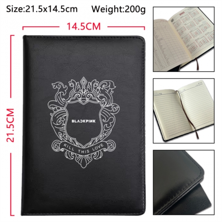 BLACK PINK Anime Printed PU Car Thread Notebook Hard Cover 21.5x14.5cm