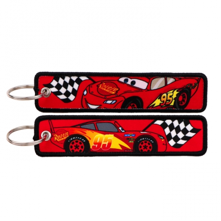 cars Double sided color woven label keychain with thickened hanging rope 13x3cm 10G price for 5 pcs