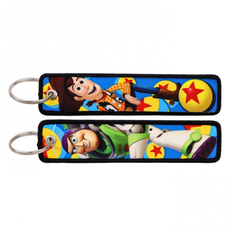 Toy Story  Double sided color woven label keychain with thickened hanging rope 13x3cm 10G price for 5 pcs
