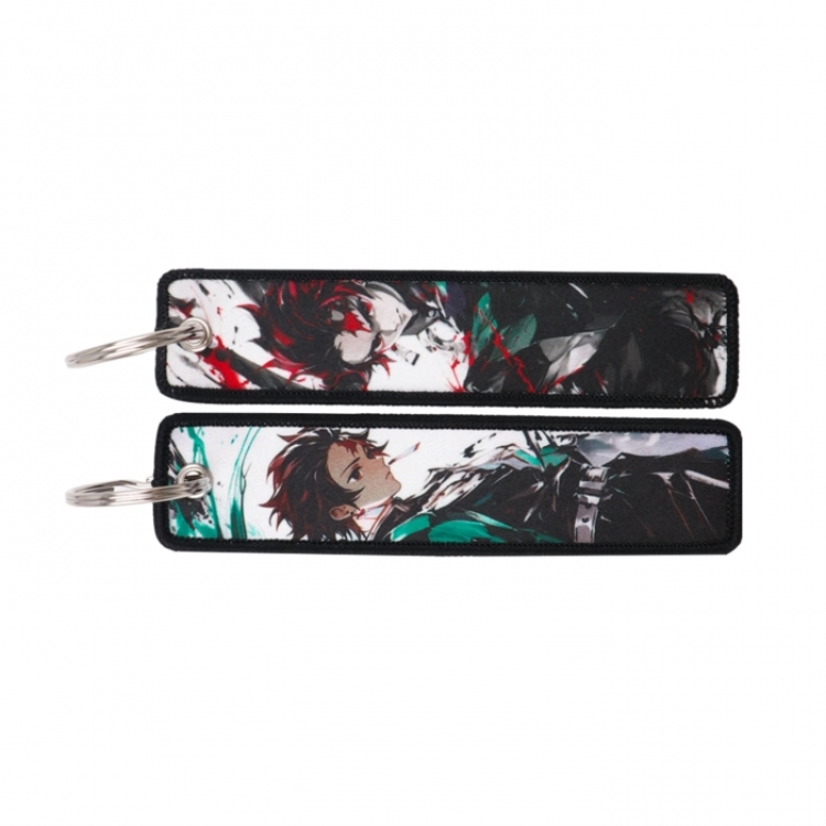 Demon Slayer Kimets Double sided color woven label keychain with thickened hanging rope 13x3cm 10G price for 5 pcs
