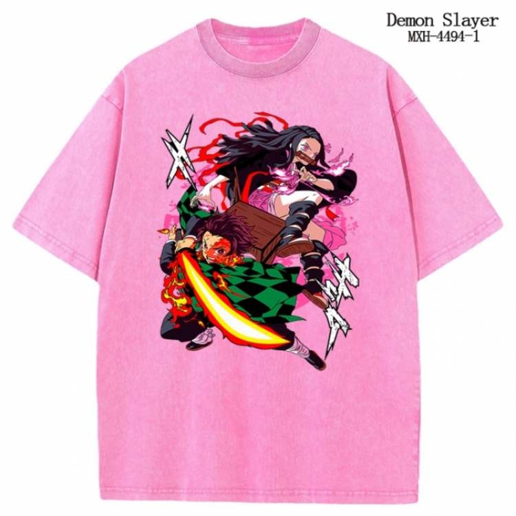 Demon Slayer Kimets Anime peripheral pure cotton washed and worn T-shirt from S to 2XL