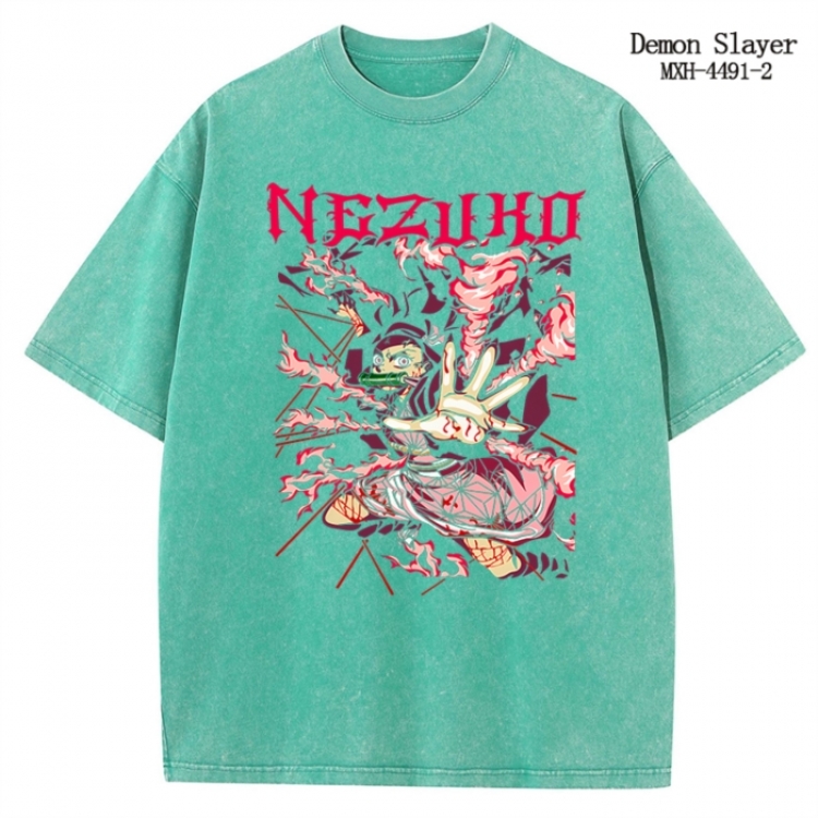 Demon Slayer Kimets Anime peripheral pure cotton washed and worn T-shirt from S to 2XL