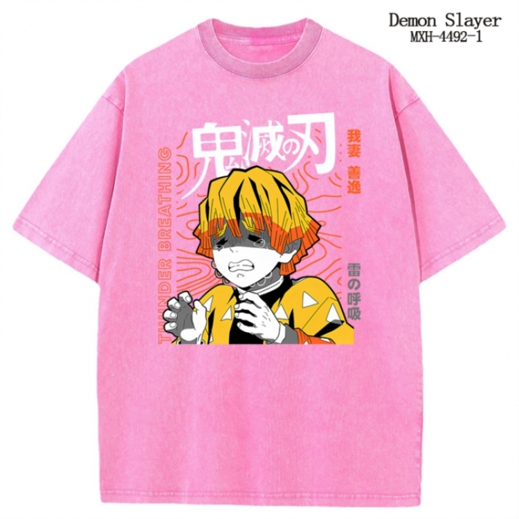 Demon Slayer Kimets Anime peripheral pure cotton washed and worn T-shirt from S to 2XL