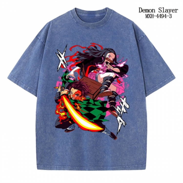 Demon Slayer Kimets Anime peripheral pure cotton washed and worn T-shirt from S to 2XL