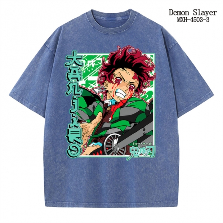 Demon Slayer Kimets Anime peripheral pure cotton washed and worn T-shirt from S to 2XL