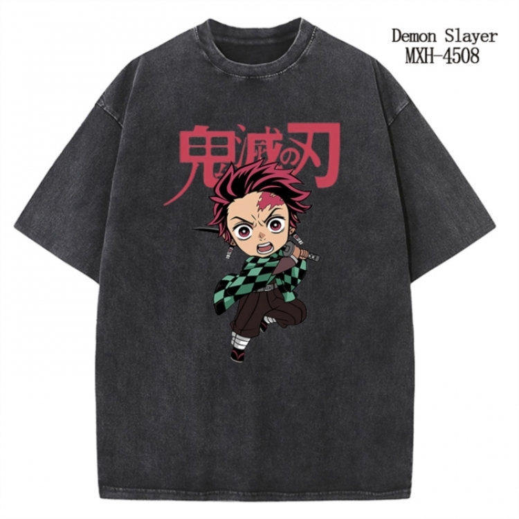 Demon Slayer Kimets Anime peripheral pure cotton washed and worn T-shirt from S to 2XL